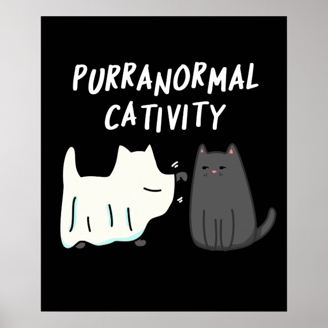 Poster Puranormal Halloween Cat Pun Dark BG (Frente)