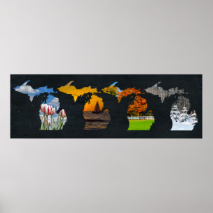 Poster Pure Michigan Seasons Trabalho de arte