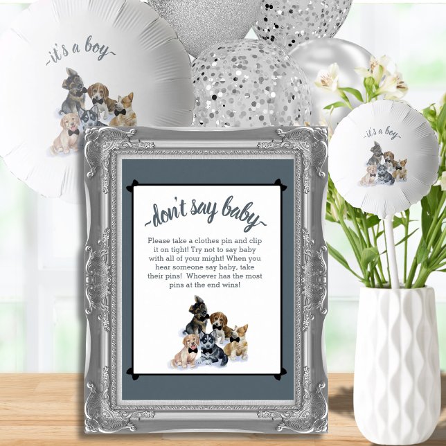 Poster Pure Puppy | Elegante Não diga jogo de Chá de fral (Pure Puppy | Elegant Don't Say Baby Shower Game Poster)