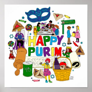 Poster Purim Scene Square