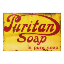 Puritan Soap, Vintage Enamel Sinal.