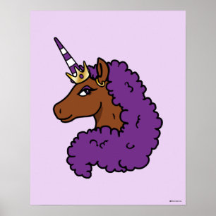 Poster Purple Afro Unicorn