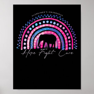 Poster Purple Alzheimer End Consciência Rainbow Elephan