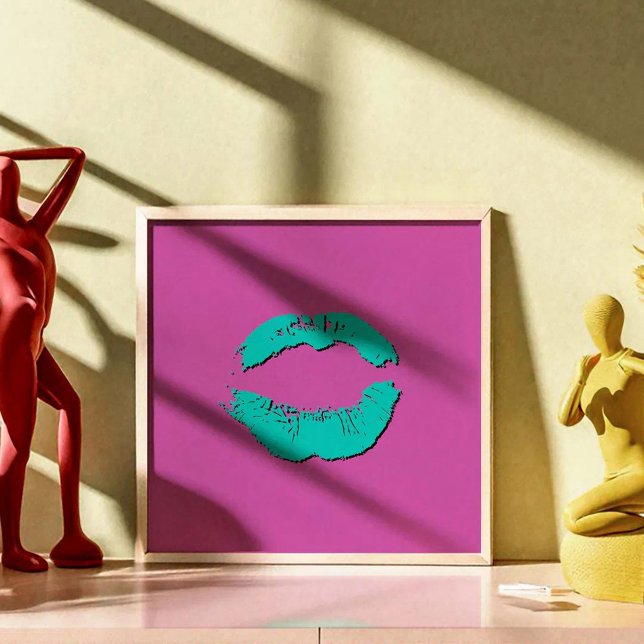 Poster Purple and Turquoise Kissing Lips (Criador carregado)