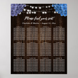 Poster Purple Blue Floral Wedding Seating Chart 12