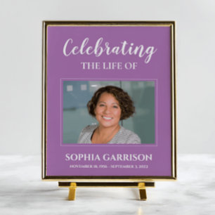 Poster Purple Celebration Of Life with Photo Funeral