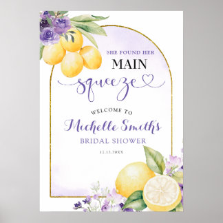 Poster Purple floral Lemonade Bridal shower Welcome Sign
