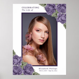 Poster Purple Floral Memorial Funeral Sinal de Fotografia