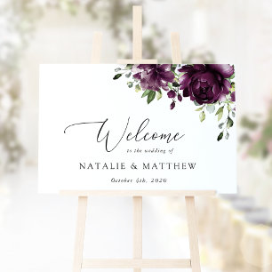 Poster Purple Flowers, Plum Flowers, Wedding Welcome