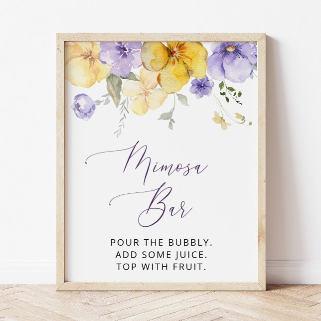 Poster Purple Flowers, Yellow Flowers, Boho, Mimosa Bar (Criador carregado)