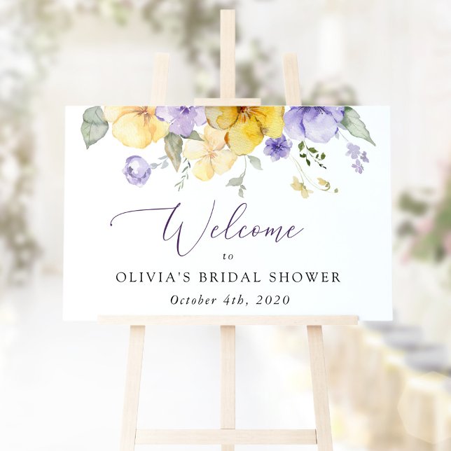 Poster Purple Flowers, Yellow Flowers, Bridal Welcome (Criador carregado)