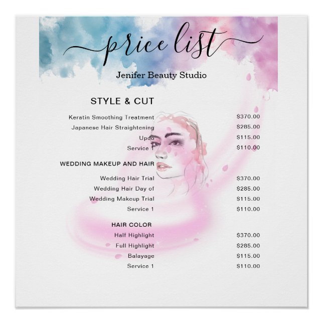 Póster Purple Glitter Luxury Drip Salon  (Frente)