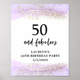 Poster Purple Glitter Purple 50th Birthday Party