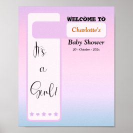 Poster Purple Gradient Cute Eyeball Baby Shower Welcome