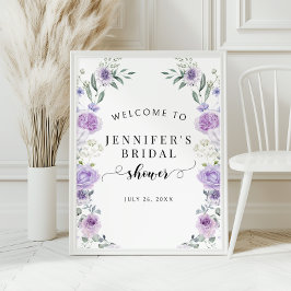 Poster Purple Lavender Floral Bridal Shower Welcome Sign