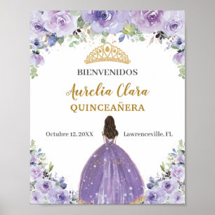 Poster Purple Lilac Floral Girl Quinceañera