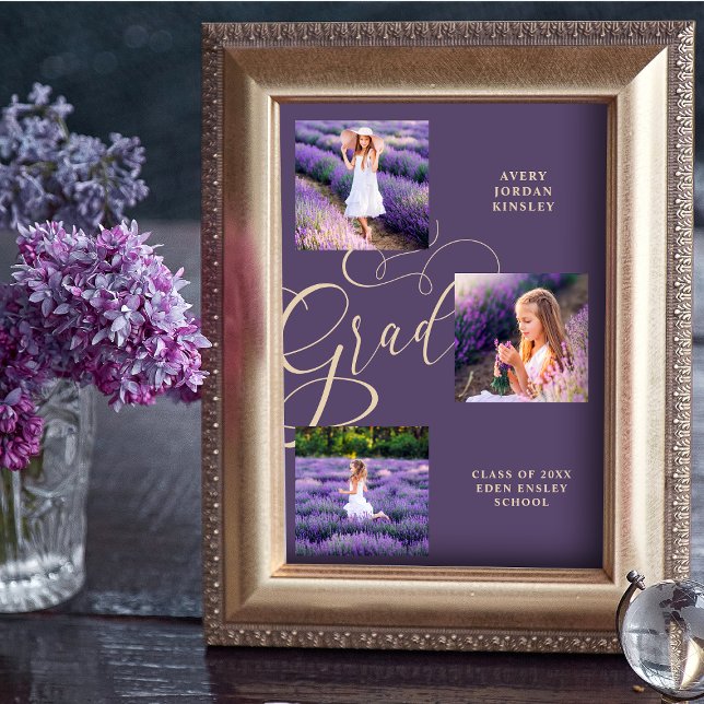 Poster Purple Modern Typography Grad  Three Photos (Criador carregado)