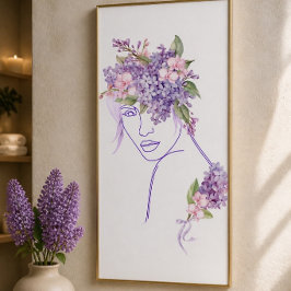 Póster Purple Muse - Uma Senhora com Lilases e Orquídeas