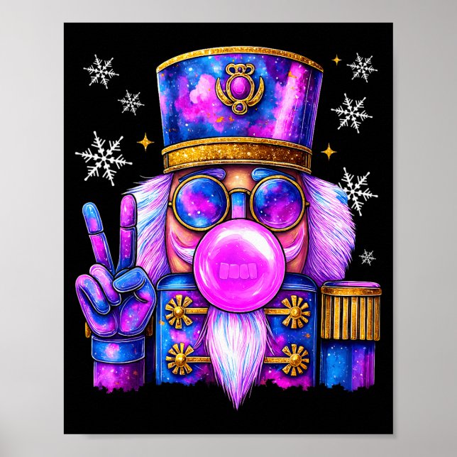 Poster Purple Nutcracker Blowing Bubble Gum Cute Christma (Frente)