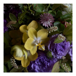 Póster Purple Orchid and Lisianthus Floral Poster