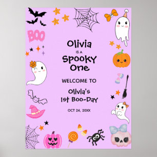 Poster Purple Spooky One Halloween primeiro aniversario b