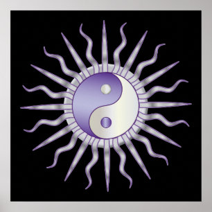 Póster Purple Starburst Yin Yang