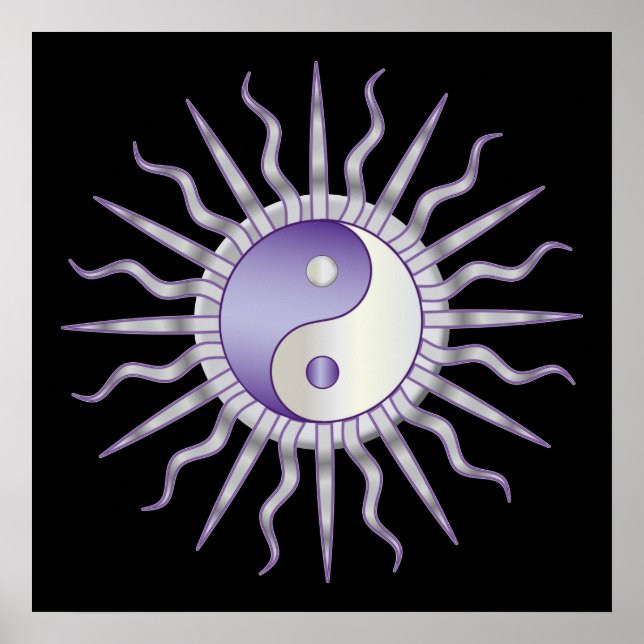 Póster Purple Starburst Yin Yang (Frente)