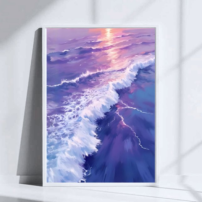 Poster Purple Tide | Ocean Waves Watercolor Painting (Criador carregado)