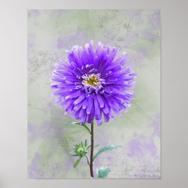 Poster Purple Watercolor Dahlia (Frente)