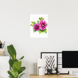 Poster Purple Watercolor Flower Illustration 