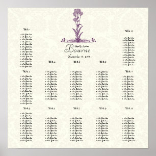 Póster Purple Wild Flower Branch Seating Chart
