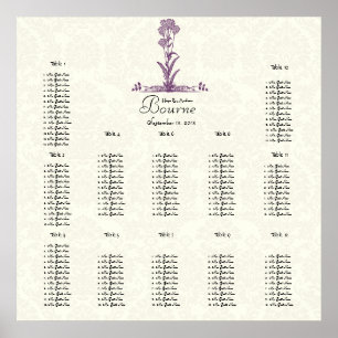 Póster Purple Wild Flower Branch Seating Chart