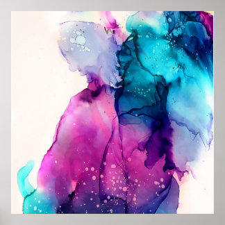 Poster púrpura azul-aquarela