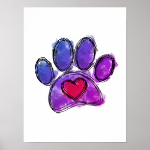 Poster Púrpura e azul Cão-Pão-Vazio