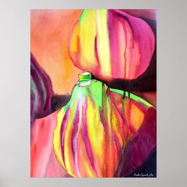 Poster Púrpura Figuras aquarela pintura gota-a-gota origi (Frente)