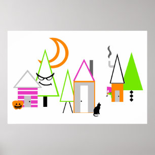 Póster púrpura laranja-negra personalizada da aldeia de h