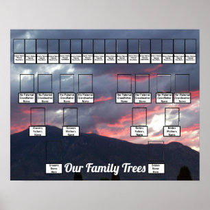 Poster Púrpura Montanha Sunset Foto United Family Trees