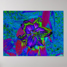 Poster Púrpura Psicodélica e Verde limão Flor