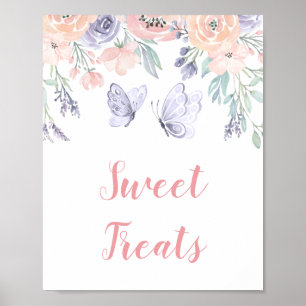 Poster Púrpura Púrpura Borboleta Floral Doce Treatores Si