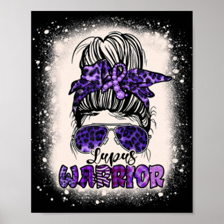 Poster Púrpura Sensibilização do Lupus Leopard Messy Bun