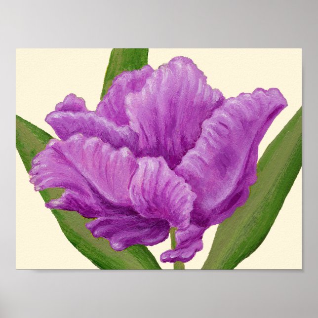 Póster Púrpura Tulip art impressão. (Frente)