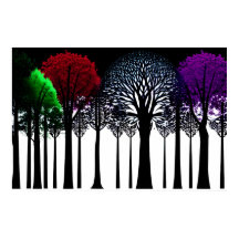 Púrpura Verde Vermelha Espalhada em Floresta Negra