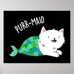 Poster Purr-Maid Gatinho Engraçado Sereia Pun Dark BG