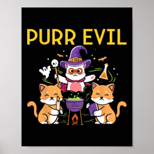 Poster Purr Mau Halloween Cats Bruxas Brincadeiras