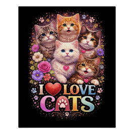 Póster Purrfect Little Hearts