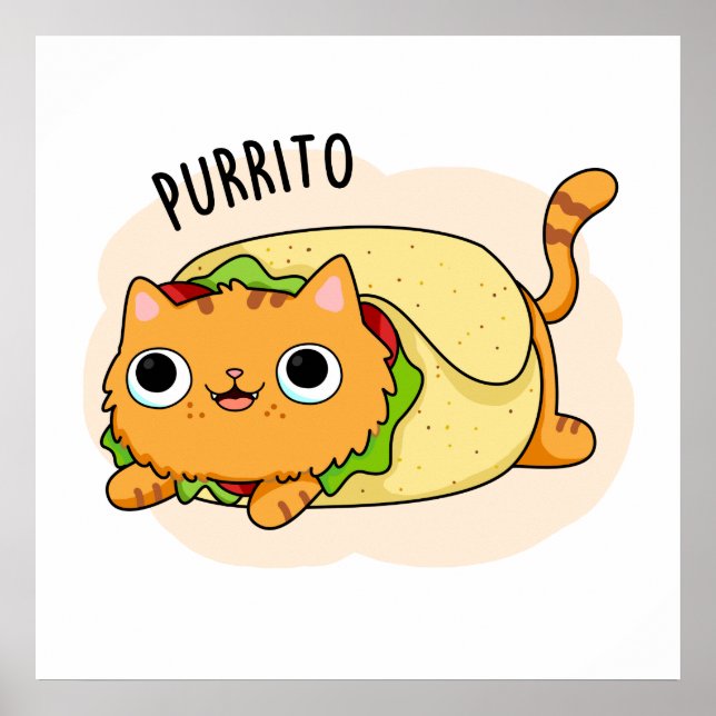 Poster Purrito Funny Cat Burrito Pun (Frente)