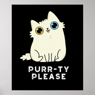 Poster Purrty Por Favor Gatinho Engraçado Gato Pun Dark B
