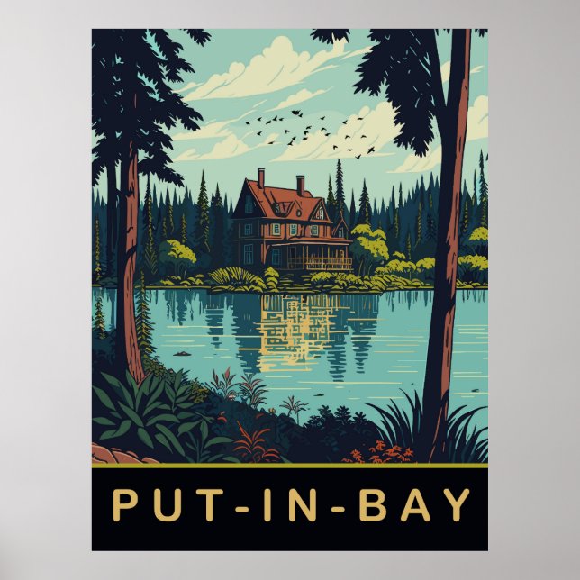 Poster Put-In-Bay, Ohio, Viagem Antiga (Frente)