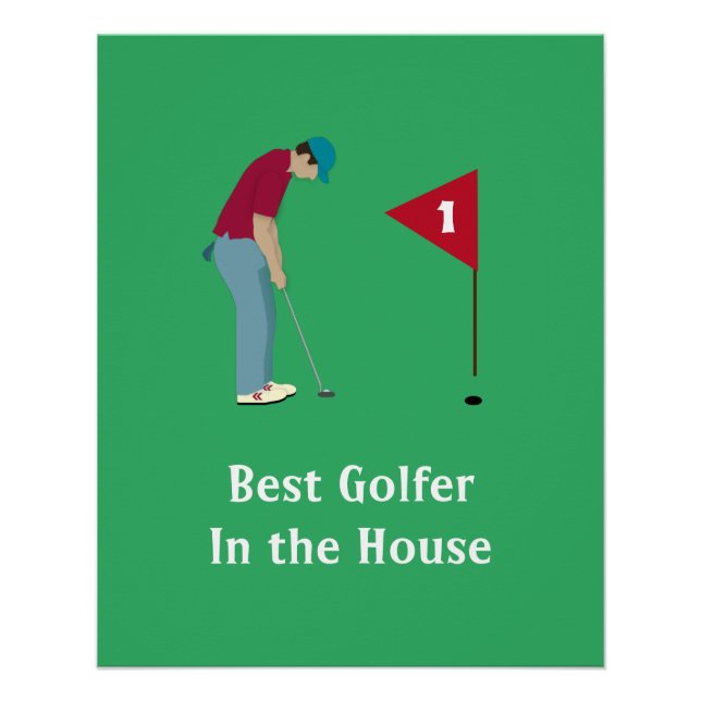 Póster Putando Golfer Verde Quadrado (Frente)