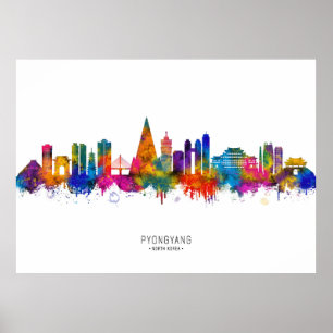 Poster Pyongyang North Korea Skyline